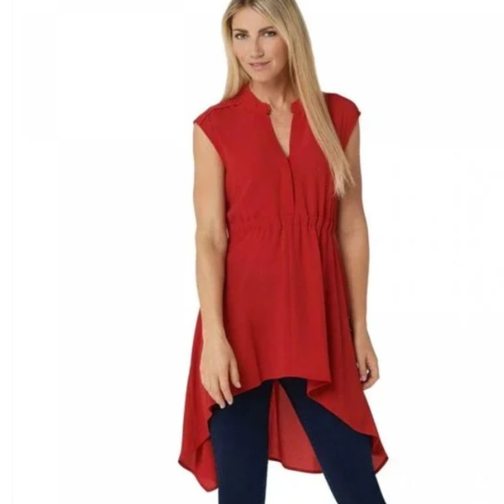 Vince Camuto Red Asymmetric High-Low Tunic